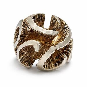 Heavy Sterling Silver Sculptural Statement Ring Size 6.5 Brutalist Modern gold P